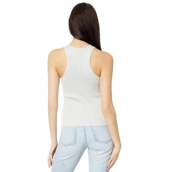 Madewell The Signature Shimmer Knit Cutaway Sweater Tank Ribbed Gray XS NWT - Picture 4 of 12